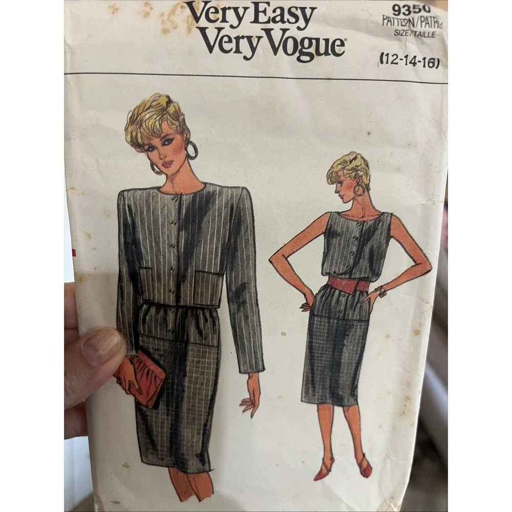 Jacket Dress Loose Fitting Very EASY VOGUE Sewing Pattern 9350 Size 12-16 Cut